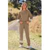 imagePRETTYGARDEN Womens Two Piece Loungewear Fall Casual Long Sleeve Tops Jogger Pants Pajama Sets Matching Outfits ClothingStriped Khaki