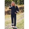 imagePRETTYGARDEN Womens Two Piece Loungewear Fall Casual Long Sleeve Tops Jogger Pants Pajama Sets Matching Outfits ClothingStriped Navy