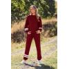imagePRETTYGARDEN Womens Two Piece Loungewear Fall Casual Long Sleeve Tops Jogger Pants Pajama Sets Matching Outfits ClothingStriped Wine Red