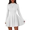 imagePRETTYGARDEN Fall Dresses for Women Elegant Classy 2025 Casual Long Sleeve Swing A Line Ruffle Short Homecoming Party DressWhite