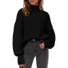 imagePRETTYGARDEN Fall Oversized Sweaters for Women 2025 Chunky Knit Long Sleeve Turtle Neck Pullover Tops Cozy Winter ClothingBlack