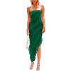 imagePRETTYGARDEN Summer Wedding Guest Dresses for Women 2025 Strapless Tube Ruffle Elegant Dinner Cocktail Long DressDark Green