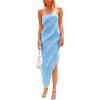 imagePRETTYGARDEN Summer Wedding Guest Dresses for Women 2025 Strapless Tube Ruffle Elegant Dinner Cocktail Long DressLight Blue