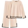 imagePRETTYGARDEN Womens 2 Piece Fall Knit Sweater Set Long Sleeve Tops Wide Leg Pants Sweatsuit Tracksuit Outfit Winter ClothingBeige