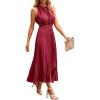 imagePRETTYGARDEN Womens Midi Summer Dresses Casual V Neck Swiss Dot Ruffle Sleeveless A Line Beach Sun DressWine Red