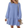 imagePRETTYGARDEN Womens Patchwork Sweatshirt Dress 2025 Fall Casual Long Sleeve Crewneck Pullover Cute Babydoll Mini DressesSky Blue