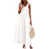 imagePRETTYGARDEN Womens Summer Casual Scoop Neck Sleeveless Long Dresses Tank Top Patchwork Aline Swing Maxi Dress with PocketsWhite
