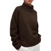 imagePRETTYGARDEN Womens Turtleneck Long Sleeve Sweater 2025 Fall Trendy Loose Fit Casual Tops Chunky Knit Pullover SweatersBrown