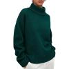 imagePRETTYGARDEN Womens Turtleneck Long Sleeve Sweater 2025 Fall Trendy Loose Fit Casual Tops Chunky Knit Pullover SweatersDark Green