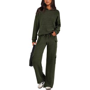 imagePRETTYGARDEN 2 Piece Sets for Women Fall 2025 Sweatsuits Outfits Lounge Matching Hoodie Set Travel Track Suits Winter ClothesArmy Green