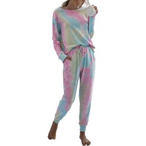imagePRETTYGARDEN Womens Two Piece Loungewear Fall Casual Long Sleeve Tops Jogger Pants Pajama Sets Matching Outfits ClothingMulticolor