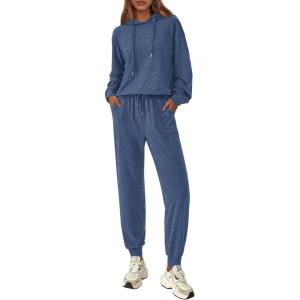imagePRETTYGARDEN Womens Two Piece Outfits Sweatsuits Lounge Sets Hoodies Sweatshirt Joggers Sweatpants 2025 Fall Fashion ClothesBlue