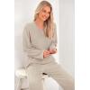 imagePRETTYGARDEN 2 Piece Sets for Women Fall 2025 Soft Comfy Lounge Long Sleeve Pajamas Set Knit Postpartum Pj Outfits ClothingApricot