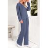 imagePRETTYGARDEN 2 Piece Sets for Women Fall 2025 Soft Comfy Lounge Long Sleeve Pajamas Set Knit Postpartum Pj Outfits ClothingDark Blue
