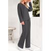 imagePRETTYGARDEN 2 Piece Sets for Women Fall 2025 Soft Comfy Lounge Long Sleeve Pajamas Set Knit Postpartum Pj Outfits ClothingDark Grey