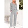imagePRETTYGARDEN 2 Piece Sets for Women Fall 2025 Soft Comfy Lounge Long Sleeve Pajamas Set Knit Postpartum Pj Outfits ClothingGrey