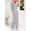 imagePRETTYGARDEN 2 Piece Sets for Women Fall 2025 Soft Comfy Lounge Long Sleeve Pajamas Set Knit Postpartum Pj Outfits ClothingGrey