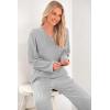 imagePRETTYGARDEN 2 Piece Sets for Women Fall 2025 Soft Comfy Lounge Long Sleeve Pajamas Set Knit Postpartum Pj Outfits ClothingGrey