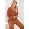 imagePRETTYGARDEN 2 Piece Sets for Women Fall 2025 Soft Comfy Lounge Long Sleeve Pajamas Set Knit Postpartum Pj Outfits ClothingYellow Brown