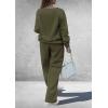 imagePRETTYGARDEN Casual Winter Two Piece Sets for Women 2025 V Neck Sweatshirt Loose Wide Leg Pants Tracksuit Knit Fall OutfitsArmy Green