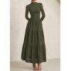 imagePRETTYGARDEN Long Sleeve Maxi Dress for Women 2025 Fall Eyelet A Line Elegant Classy Flowy Mock Neck Wedding Guest DressesArmy Green