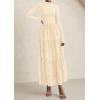 imagePRETTYGARDEN Long Sleeve Maxi Dress for Women 2025 Fall Eyelet A Line Elegant Classy Flowy Mock Neck Wedding Guest DressesBeige