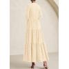 imagePRETTYGARDEN Long Sleeve Maxi Dress for Women 2025 Fall Eyelet A Line Elegant Classy Flowy Mock Neck Wedding Guest DressesBeige