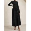 imagePRETTYGARDEN Long Sleeve Maxi Dress for Women 2025 Fall Eyelet A Line Elegant Classy Flowy Mock Neck Wedding Guest DressesBlack