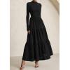 imagePRETTYGARDEN Long Sleeve Maxi Dress for Women 2025 Fall Eyelet A Line Elegant Classy Flowy Mock Neck Wedding Guest DressesBlack