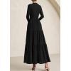 imagePRETTYGARDEN Long Sleeve Maxi Dress for Women 2025 Fall Eyelet A Line Elegant Classy Flowy Mock Neck Wedding Guest DressesBlack