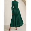 imagePRETTYGARDEN Long Sleeve Maxi Dress for Women 2025 Fall Eyelet A Line Elegant Classy Flowy Mock Neck Wedding Guest DressesDark Green