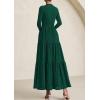 imagePRETTYGARDEN Long Sleeve Maxi Dress for Women 2025 Fall Eyelet A Line Elegant Classy Flowy Mock Neck Wedding Guest DressesDark Green