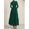 imagePRETTYGARDEN Long Sleeve Maxi Dress for Women 2025 Fall Eyelet A Line Elegant Classy Flowy Mock Neck Wedding Guest DressesDark Green