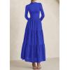 imagePRETTYGARDEN Long Sleeve Maxi Dress for Women 2025 Fall Eyelet A Line Elegant Classy Flowy Mock Neck Wedding Guest DressesRoyal Blue