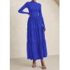 imagePRETTYGARDEN Long Sleeve Maxi Dress for Women 2025 Fall Eyelet A Line Elegant Classy Flowy Mock Neck Wedding Guest DressesRoyal Blue