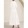 imagePRETTYGARDEN Long Sleeve Maxi Dress for Women 2025 Fall Eyelet A Line Elegant Classy Flowy Mock Neck Wedding Guest DressesWhite