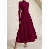 imagePRETTYGARDEN Long Sleeve Maxi Dress for Women 2025 Fall Eyelet A Line Elegant Classy Flowy Mock Neck Wedding Guest DressesWine Red