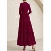 imagePRETTYGARDEN Long Sleeve Maxi Dress for Women 2025 Fall Eyelet A Line Elegant Classy Flowy Mock Neck Wedding Guest DressesWine Red