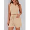 imagePRETTYGARDEN Lounge Sets for Women 2025 Summer Two Piece Matching Outfits Beach Vacation Clothes Sleeveless Tops and ShortsApricot