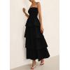 imagePRETTYGARDEN Maxi Dresses for Women 2025 Summer Off Shoulder Smocked Tiered Ruffle Long Flowy Wedding Guest DressBlack