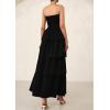 imagePRETTYGARDEN Maxi Dresses for Women 2025 Summer Off Shoulder Smocked Tiered Ruffle Long Flowy Wedding Guest DressBlack
