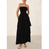 imagePRETTYGARDEN Maxi Dresses for Women 2025 Summer Off Shoulder Smocked Tiered Ruffle Long Flowy Wedding Guest DressBlack