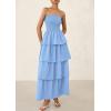 imagePRETTYGARDEN Maxi Dresses for Women 2025 Summer Off Shoulder Smocked Tiered Ruffle Long Flowy Wedding Guest DressBlue