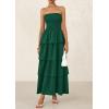 imagePRETTYGARDEN Maxi Dresses for Women 2025 Summer Off Shoulder Smocked Tiered Ruffle Long Flowy Wedding Guest DressDark Green