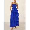 imagePRETTYGARDEN Maxi Dresses for Women 2025 Summer Off Shoulder Smocked Tiered Ruffle Long Flowy Wedding Guest DressRoyal Blue
