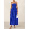 imagePRETTYGARDEN Maxi Dresses for Women 2025 Summer Off Shoulder Smocked Tiered Ruffle Long Flowy Wedding Guest DressRoyal Blue