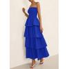imagePRETTYGARDEN Maxi Dresses for Women 2025 Summer Off Shoulder Smocked Tiered Ruffle Long Flowy Wedding Guest DressRoyal Blue