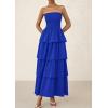 imagePRETTYGARDEN Maxi Dresses for Women 2025 Summer Off Shoulder Smocked Tiered Ruffle Long Flowy Wedding Guest DressRoyal Blue