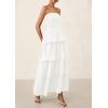 imagePRETTYGARDEN Maxi Dresses for Women 2025 Summer Off Shoulder Smocked Tiered Ruffle Long Flowy Wedding Guest DressWhite