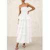 imagePRETTYGARDEN Maxi Dresses for Women 2025 Summer Off Shoulder Smocked Tiered Ruffle Long Flowy Wedding Guest DressWhite